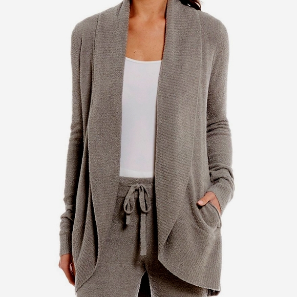Barefoot Dreams Sweaters - Barefoot Dreams Gray Bamboo Chic Lite Circle Lounge Open Front Cardigan
